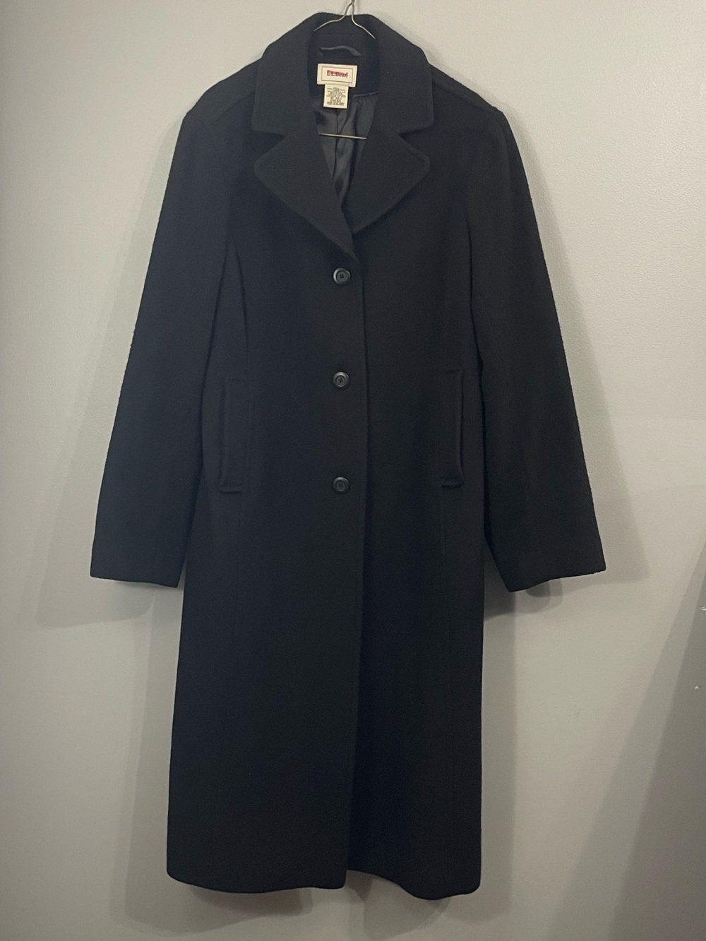 LL BEAN Black Heavy Long 100% Lambswool Blazer Formal Coat Women's Sz 10 Reg